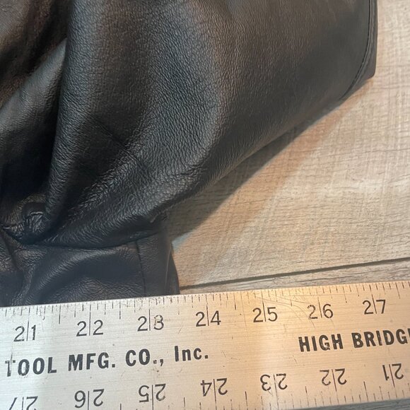 VTG Western Black leather aviation bomber biker jacket M zip in Liner - Picture 6 of 9